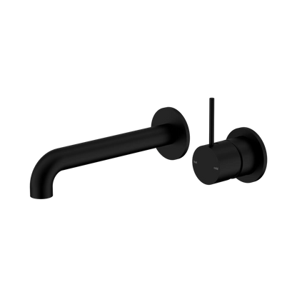Mecca Wall Basin/Bath Mixer Separate Back Plate Handle Up 160mm Matte Black