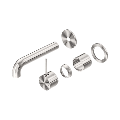 Mecca Wall Basin/Bath Mixer Separate Back Plate Handle Up 160mm Trim Kits Only Brushed Nickel