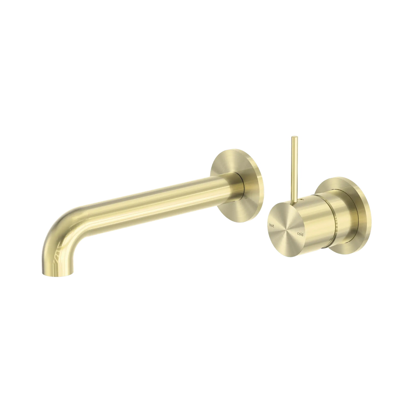 Mecca Wall Basin/Bath Mixer Separate Back Plate Handle Up 185mm Brushed Gold