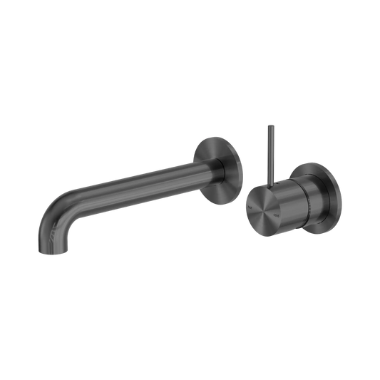 Mecca Wall Basin/Bath Mixer Separate Back Plate Handle Up 185mm Gun Metal