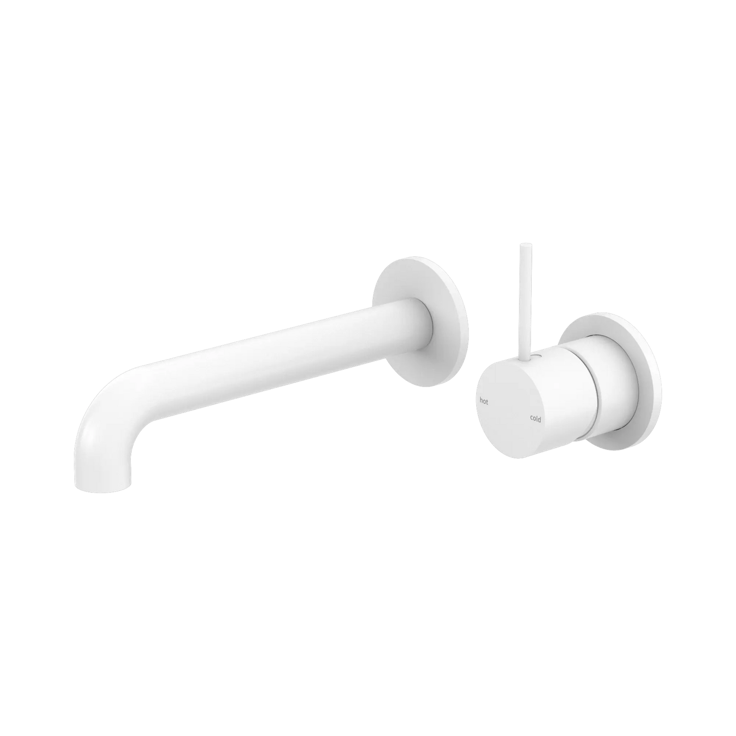 Mecca Wall Basin/Bath Mixer Separate Back Plate Handle Up 185mm Matte White