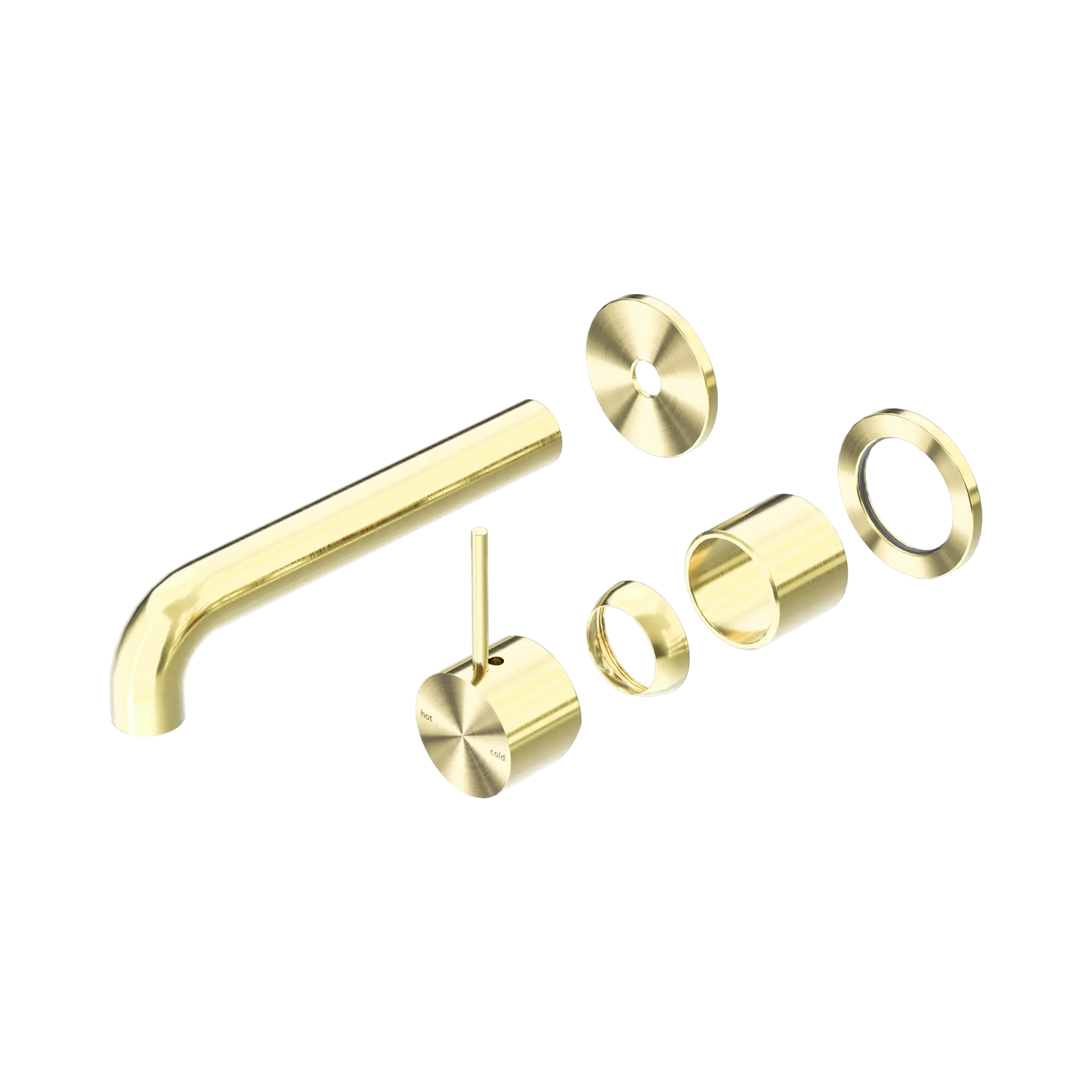 Mecca Wall Basin/Bath Mixer Separate Back Plate Handle Up 185mm Trim Kits Only Brushed Gold