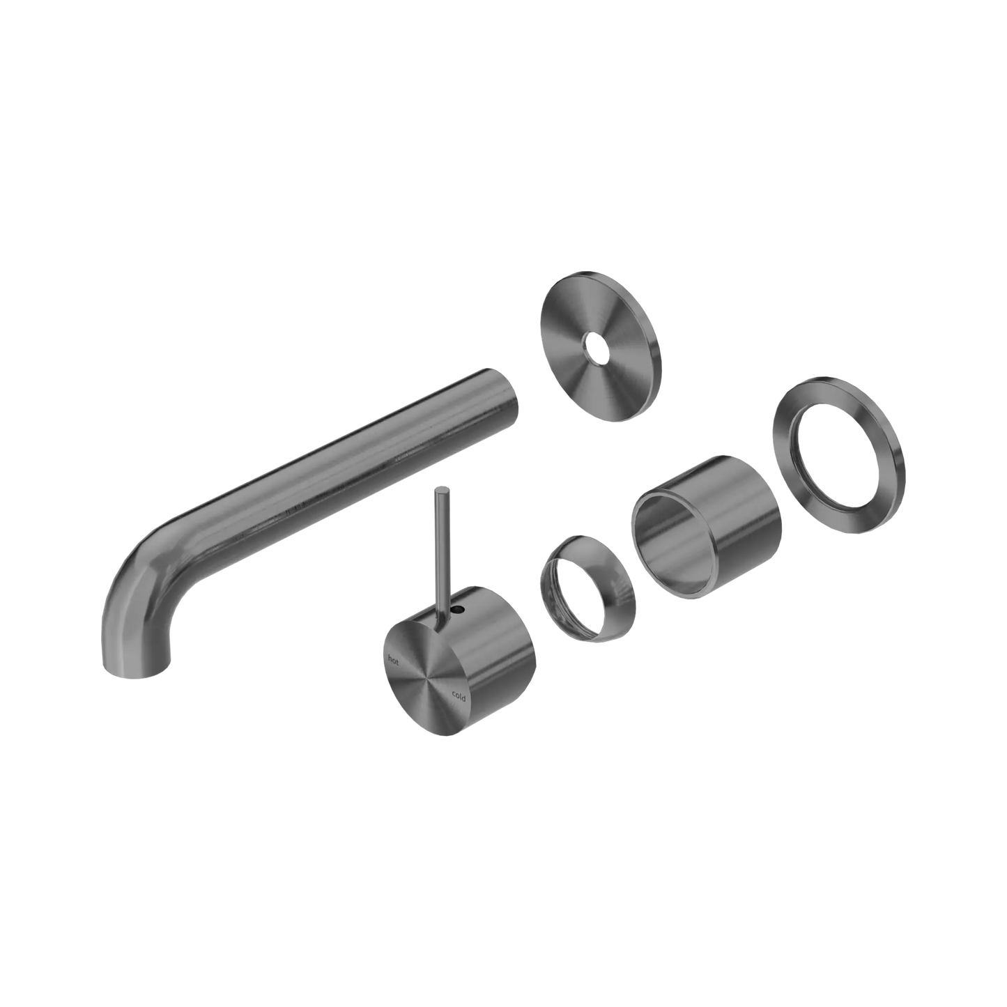 Mecca Wall Basin/Bath Mixer Separate Back Plate Handle Up 185mm Trim Kits Only Gun Metal