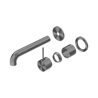Mecca Wall Basin/Bath Mixer Separate Back Plate Handle Up 185mm Trim Kits Only Gun Metal
