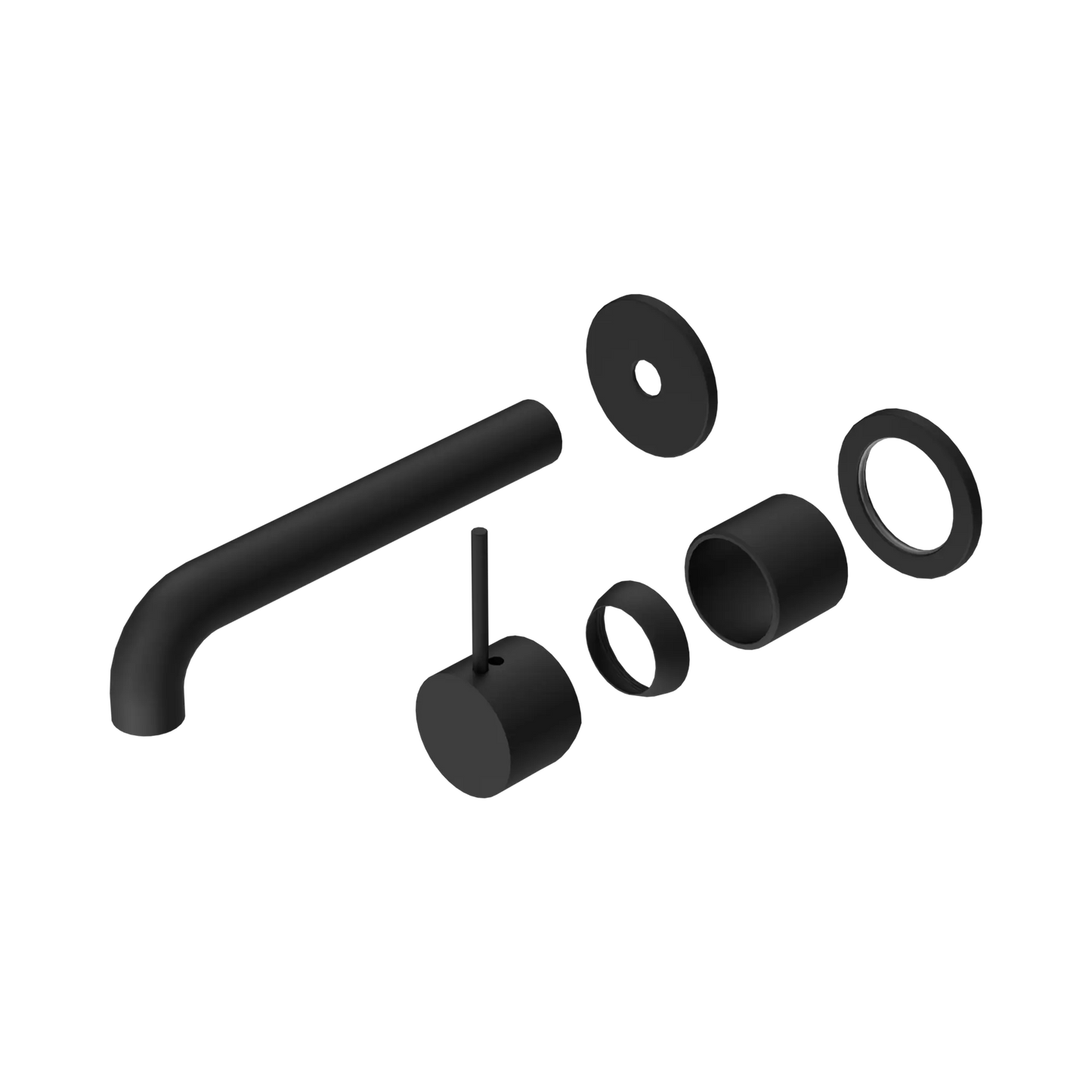 Mecca Wall Basin/Bath Mixer Separate Back Plate Handle Up 185mm Trim Kits Only Matte Black