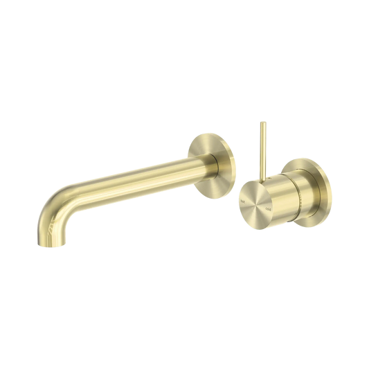 Mecca Wall Basin/Bath Mixer Separate Back Plate Handle Up 230mm Brushed Gold