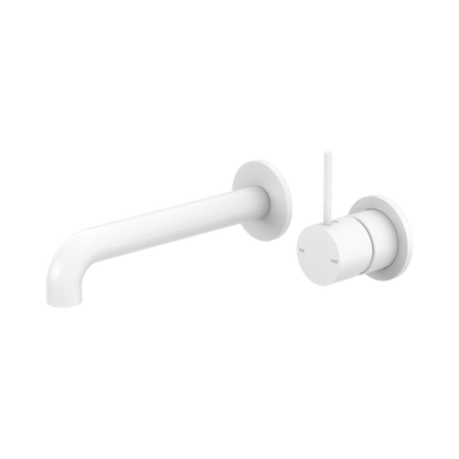 Mecca Wall Basin/Bath Mixer Separate Back Plate Handle Up 230mm Matte White