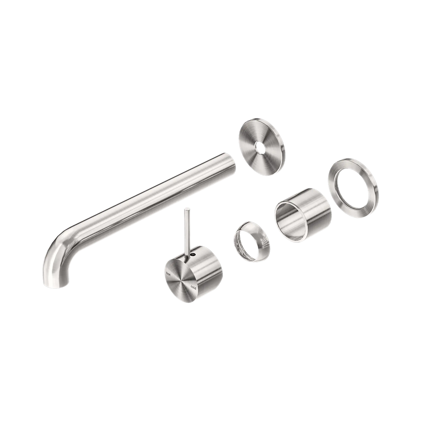 Mecca Wall Basin/Bath Mixer Separate Back Plate Handle Up 230mm Trim Kits Only Brushed Nickel