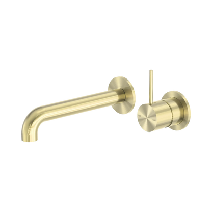 Mecca Wall Basin/Bath Mixer Separate Back Plate Handle Up 260mm Brushed Gold