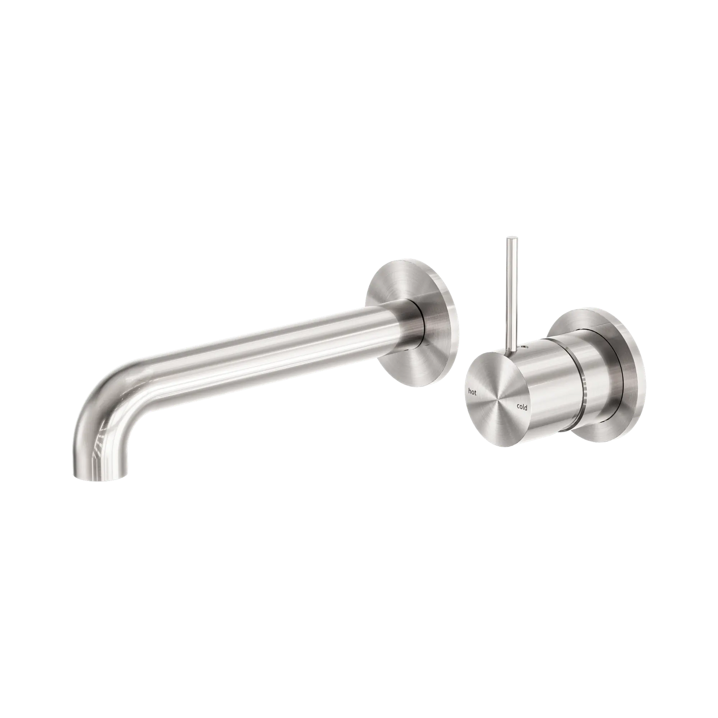 Mecca Wall Basin/Bath Mixer Separate Back Plate Handle Up 260mm Brushed Nickel