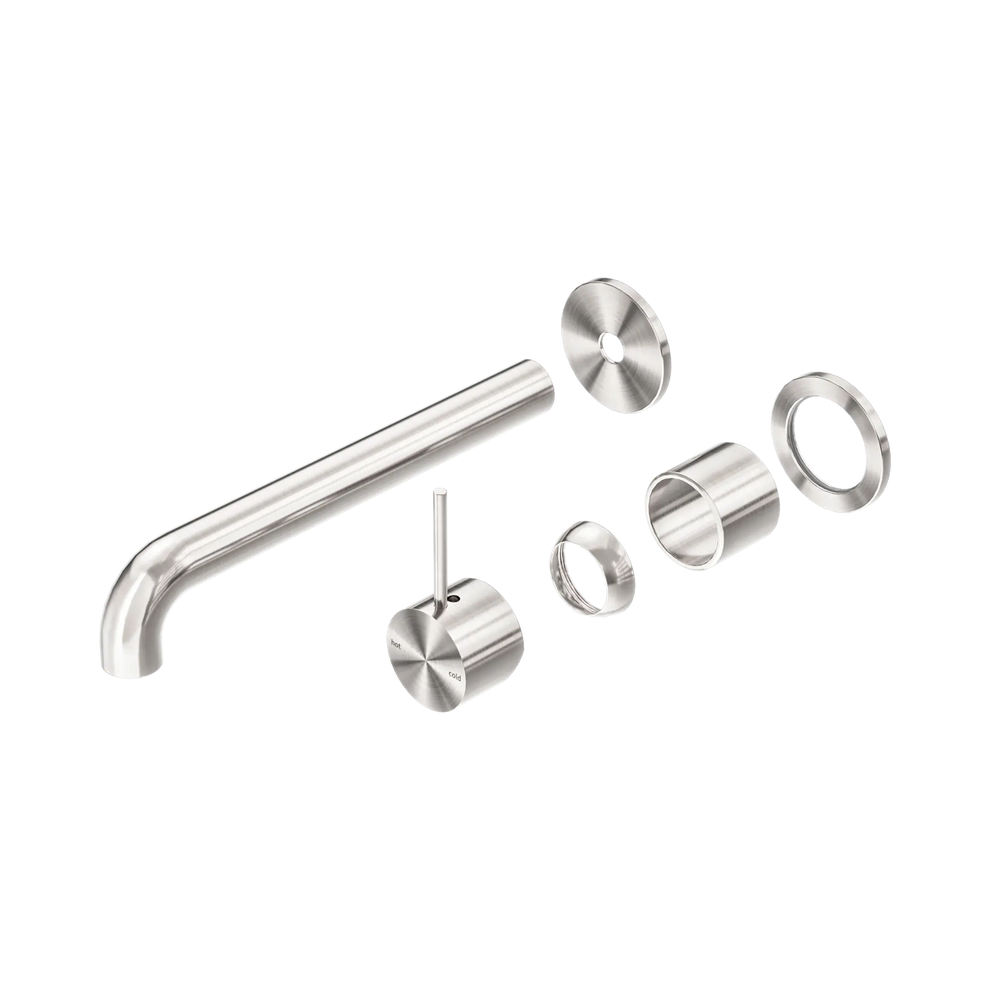 Mecca Wall Basin/Bath Mixer Separate Back Plate Handle Up 260mm Trim Kits Only Brushed Nickel