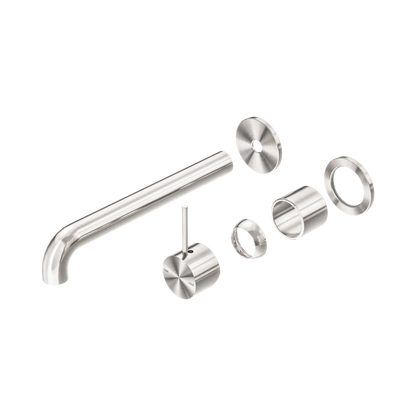 Mecca Wall Basin/Bath Mixer Separate Back Plate Handle Up 260mm Trim Kits Only Brushed Nickel