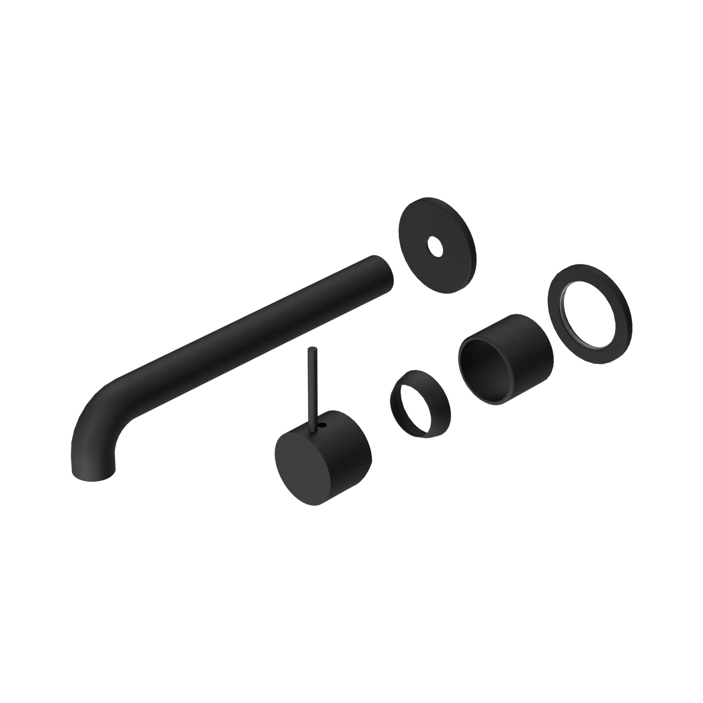 Mecca Wall Basin/Bath Mixer Separate Back Plate Handle Up 260mm Trim Kits Only Matte Black