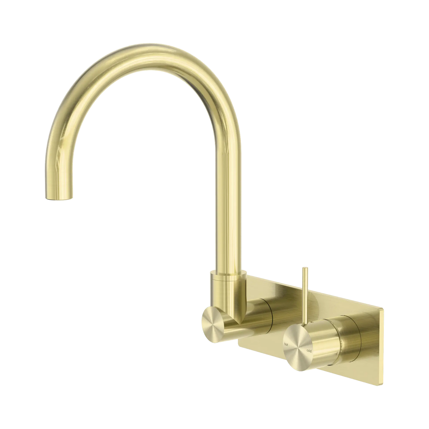 Mecca Wall Basin/Bath Mixer Swivel Spout Handle Up Brushed Gold