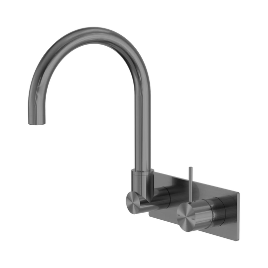 Mecca Wall Basin/Bath Mixer Swivel Spout Handle Up Gun Metal