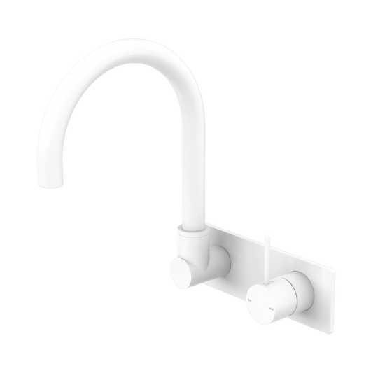 Mecca Wall Basin/Bath Mixer Swivel Spout Handle Up Matte White