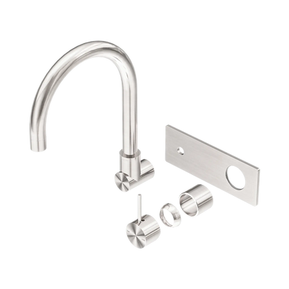 Mecca Wall Basin/Bath Mixer Swivel Spout Handle Up Trim Kits Only Brushed Nickel
