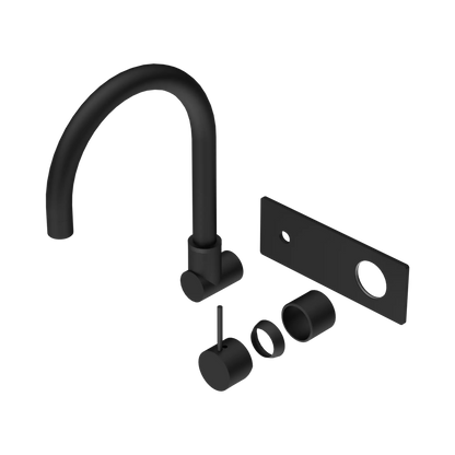 Mecca Wall Basin/Bath Mixer Swivel Spout Handle Up Trim Kits Only Matte Black