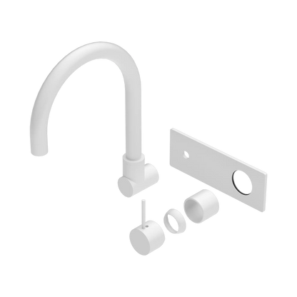 Mecca Wall Basin/Bath Mixer Swivel Spout Handle Up Trim Kits Only Matte White