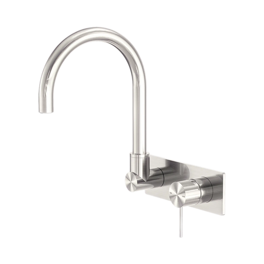 Mecca Wall Basin/Bath Mixer Swivel Spout Brushed Nickel