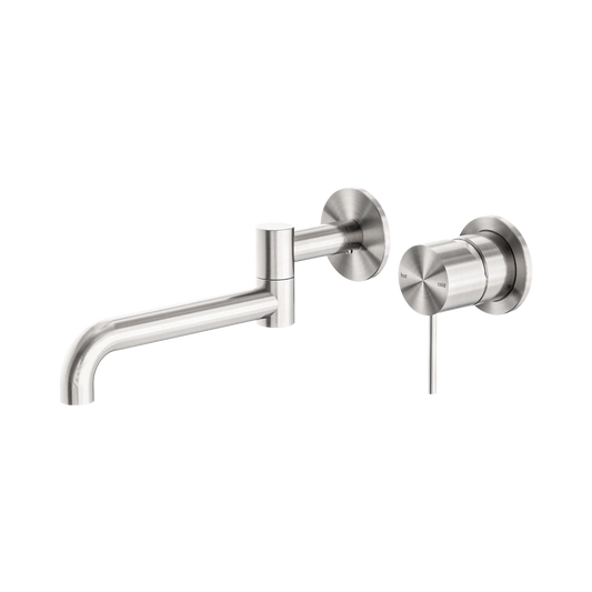 Mecca Wall Basin/Bath Mixer Swivel Spout 225mm Brushed Nickel