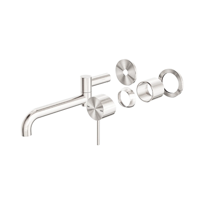Mecca Wall Basin/Bath Mixer Swivel Spout 225mm Trim Kits Only Brushed Nickel