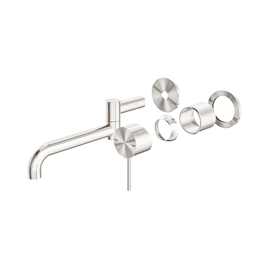 Mecca Wall Basin/Bath Mixer Swivel Spout 225mm Trim Kits Only Brushed Nickel