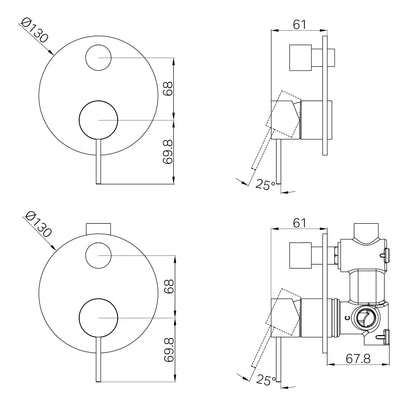 Mecca Shower Mixer With Diverter Trim Kits Only Chrome