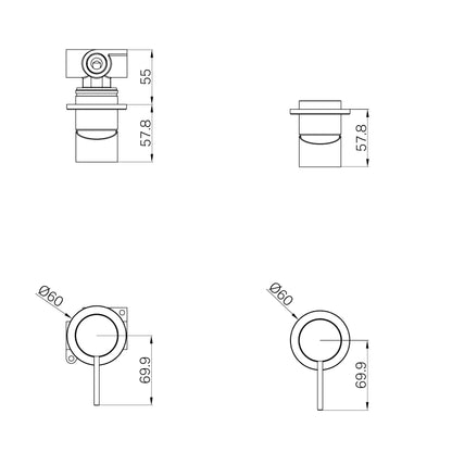 Mecca Shower Mixer 60mm Plate Trim Kits Only Matte White
