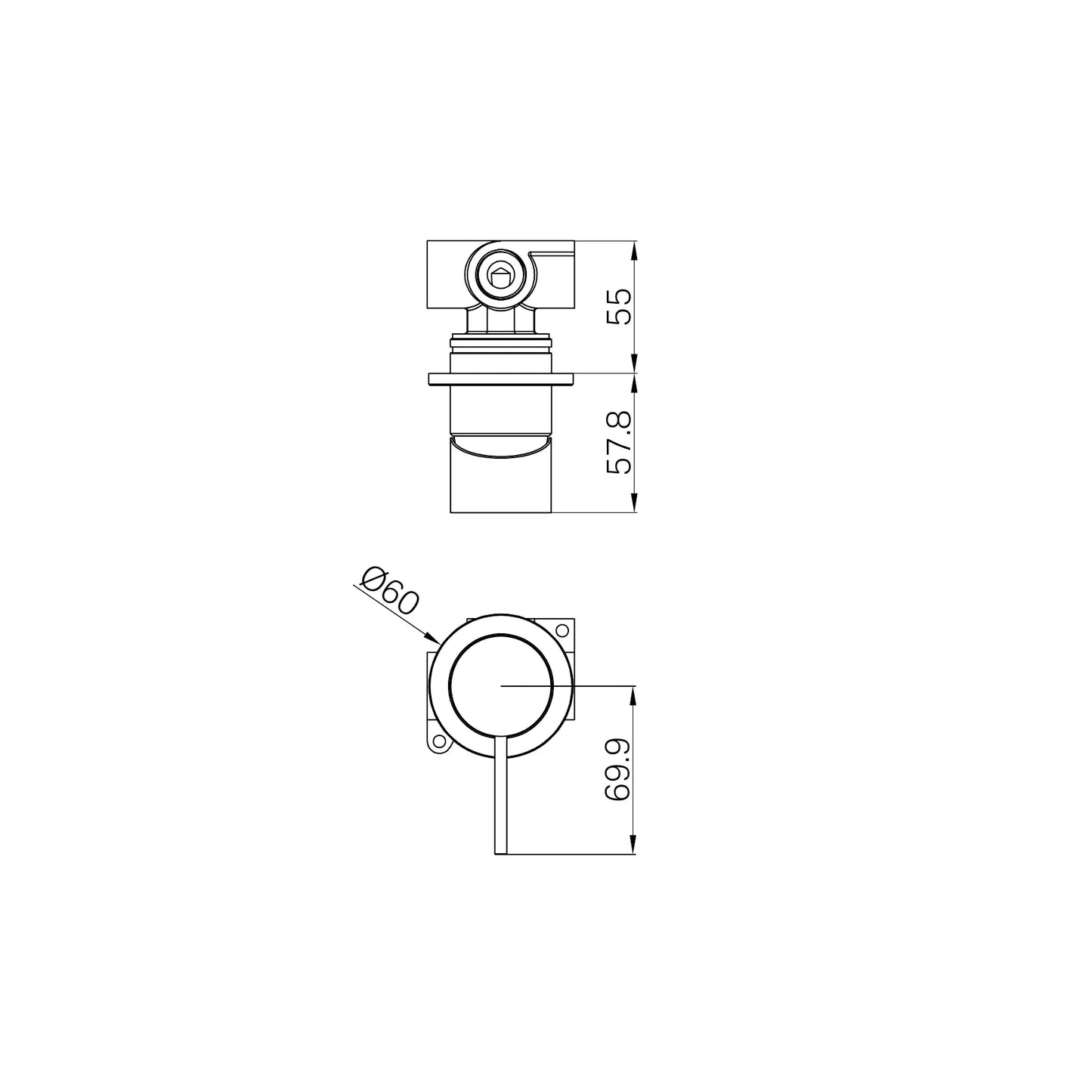 Mecca Shower Mixer 60mm Plate Matte Black