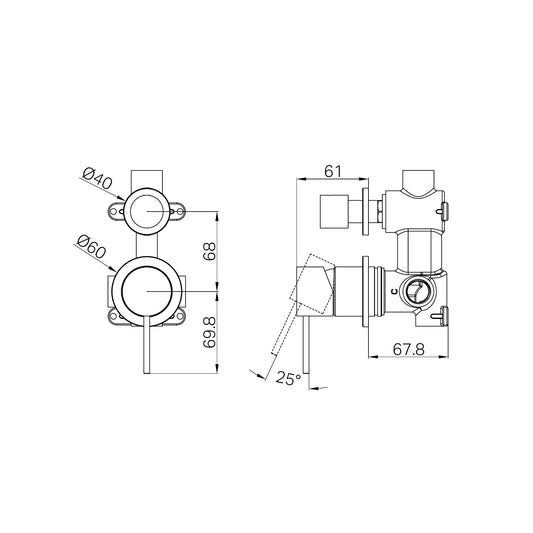 Mecca Shower Mixer With Diverter Separate Back Plate Brushed Bronze