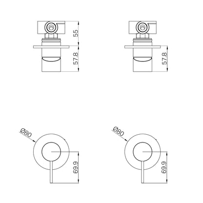 Mecca Shower Mixer 80mm Plate Trim Kits Only Chrome
