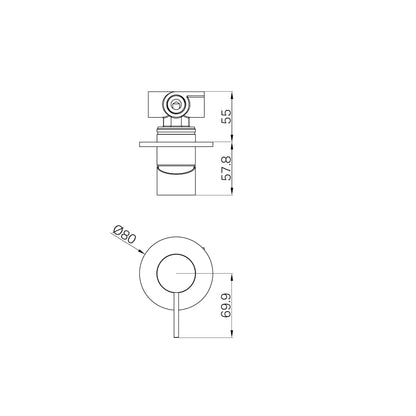Mecca Shower Mixer 80mm Plate Brushed Gold