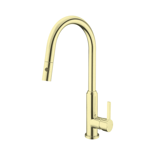 Pearl Pull Out Sink Mixer With Vegie Spray Function Brushed Gold