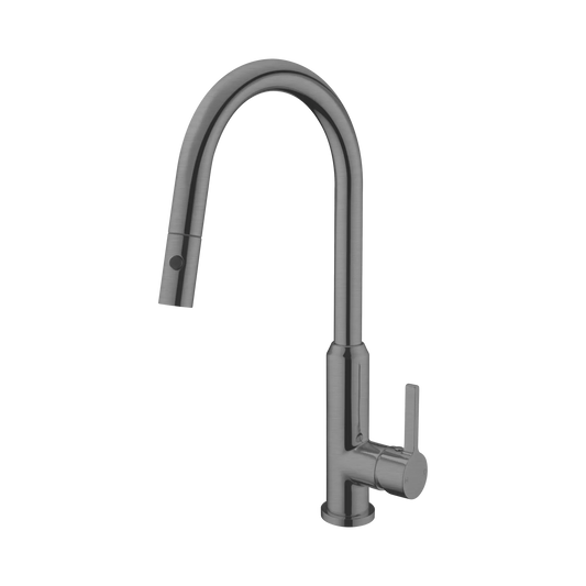 Nero Pearl Pull Out Sink Mixer With Vegie Spray Function Gun Metal