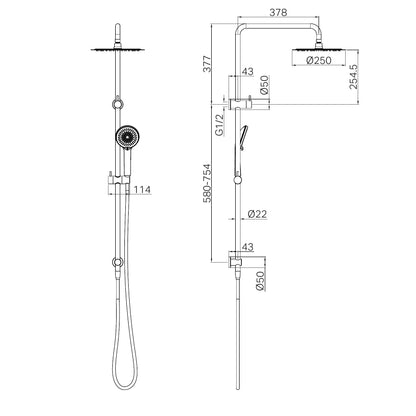 Round Project Twin Shower Gun Metal