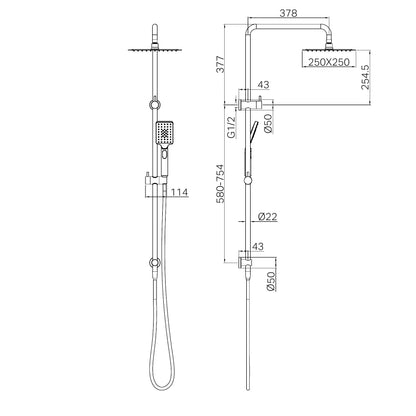 Square Project Twin Shower Chrome