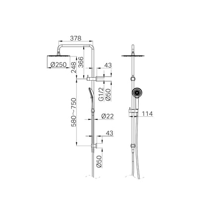 Round Project Twin Shower 4 Star Rating Brushed Gold