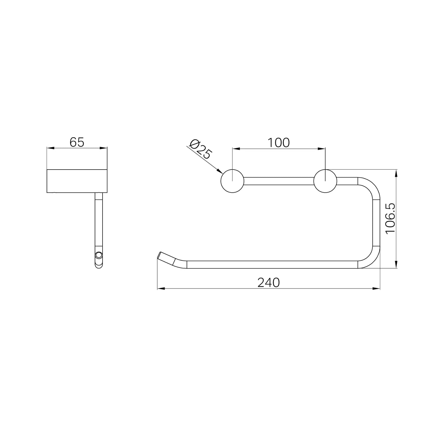 New Mecca Hand Towel Rail Brushed Nickel