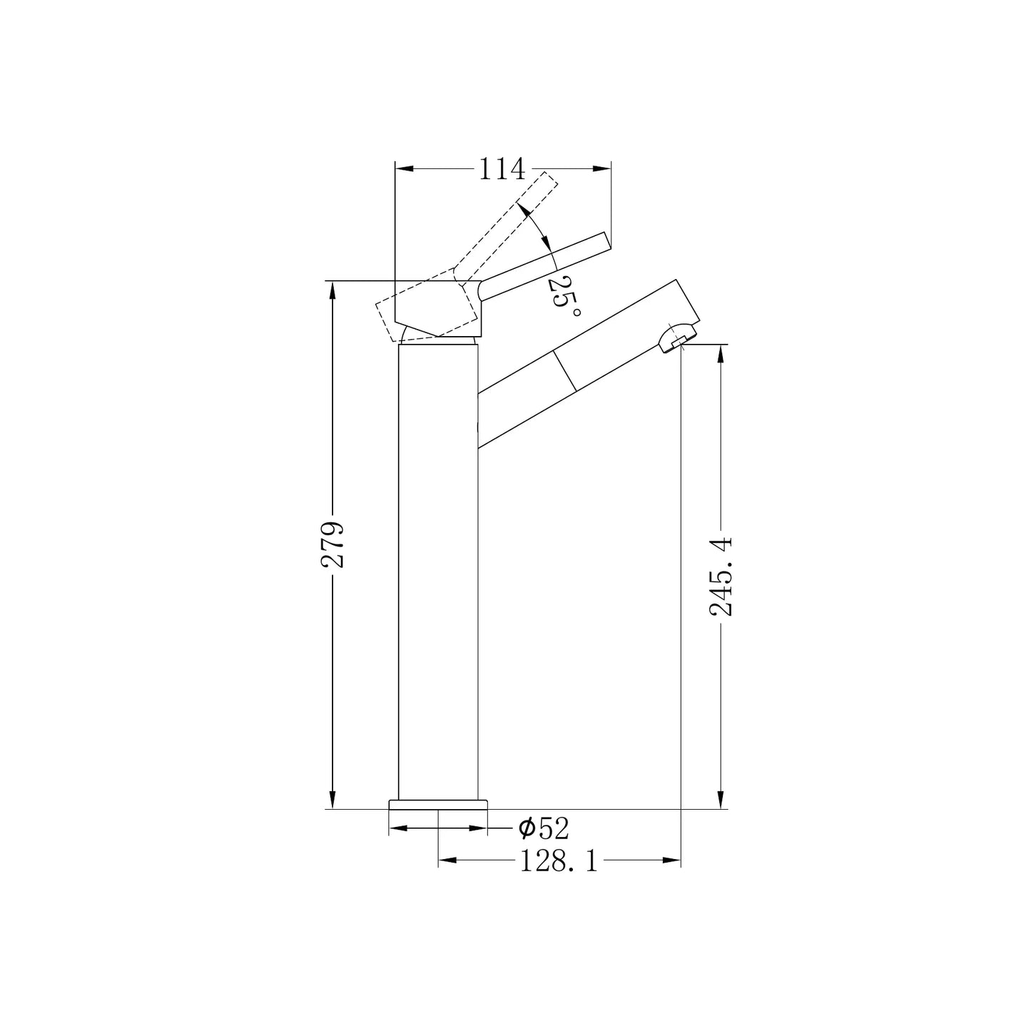 Dolce Tall Basin Mixer Angle Spout Chrome