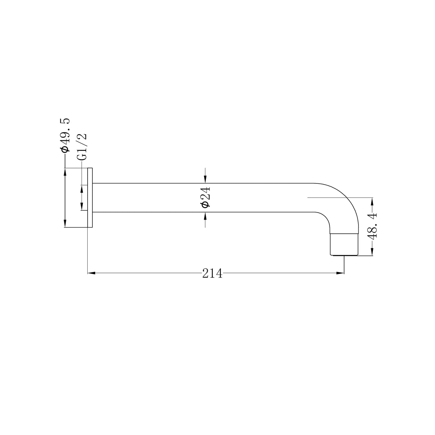 Dolce Basin/Bath Spout Only 215mm Chrome