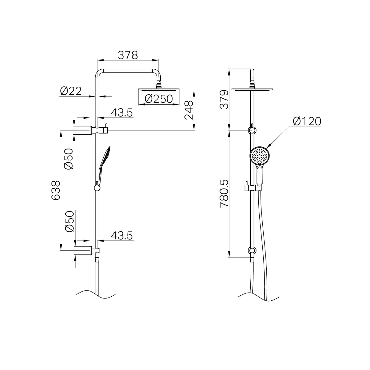 Nero Round Twin Shower Brushed Nickel
