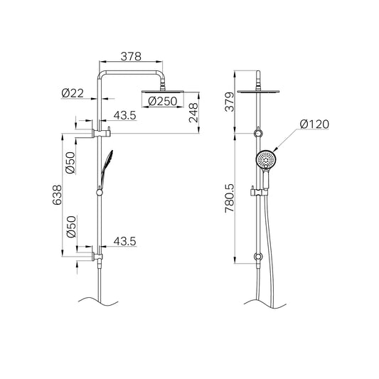 Nero Round Twin Shower Brushed Nickel