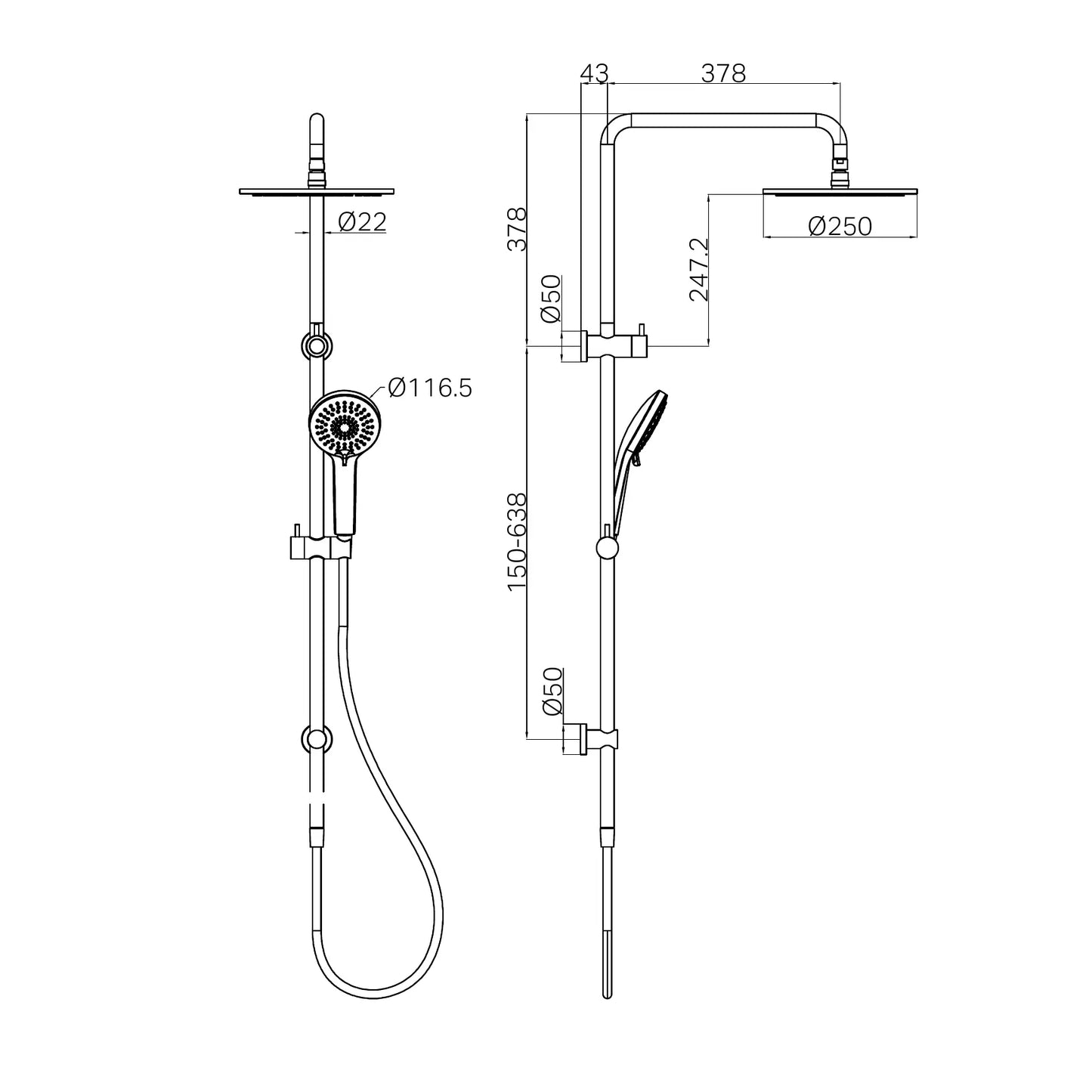 Nero Round Twin Shower Gun Metal