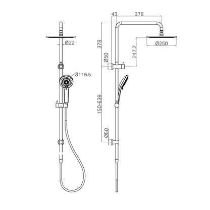 Round Twin Shower Matte Black