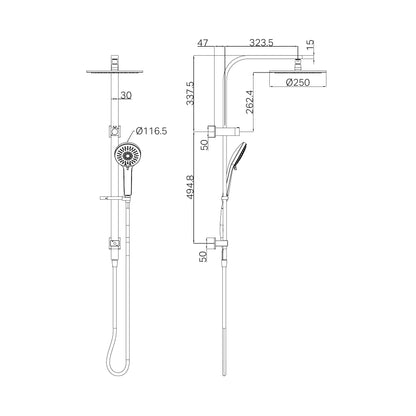 Bianca Twin Shower Brushed Nickel