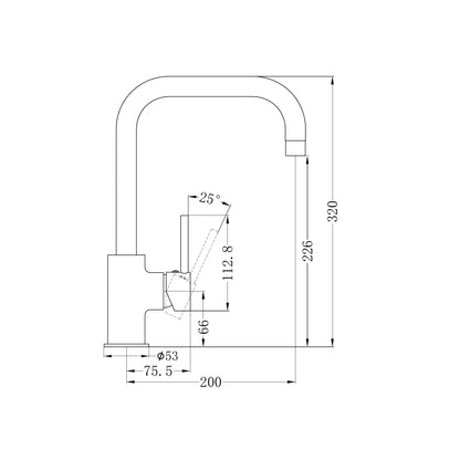 Dolce Kitchen Mixer Square Shape Gun Metal