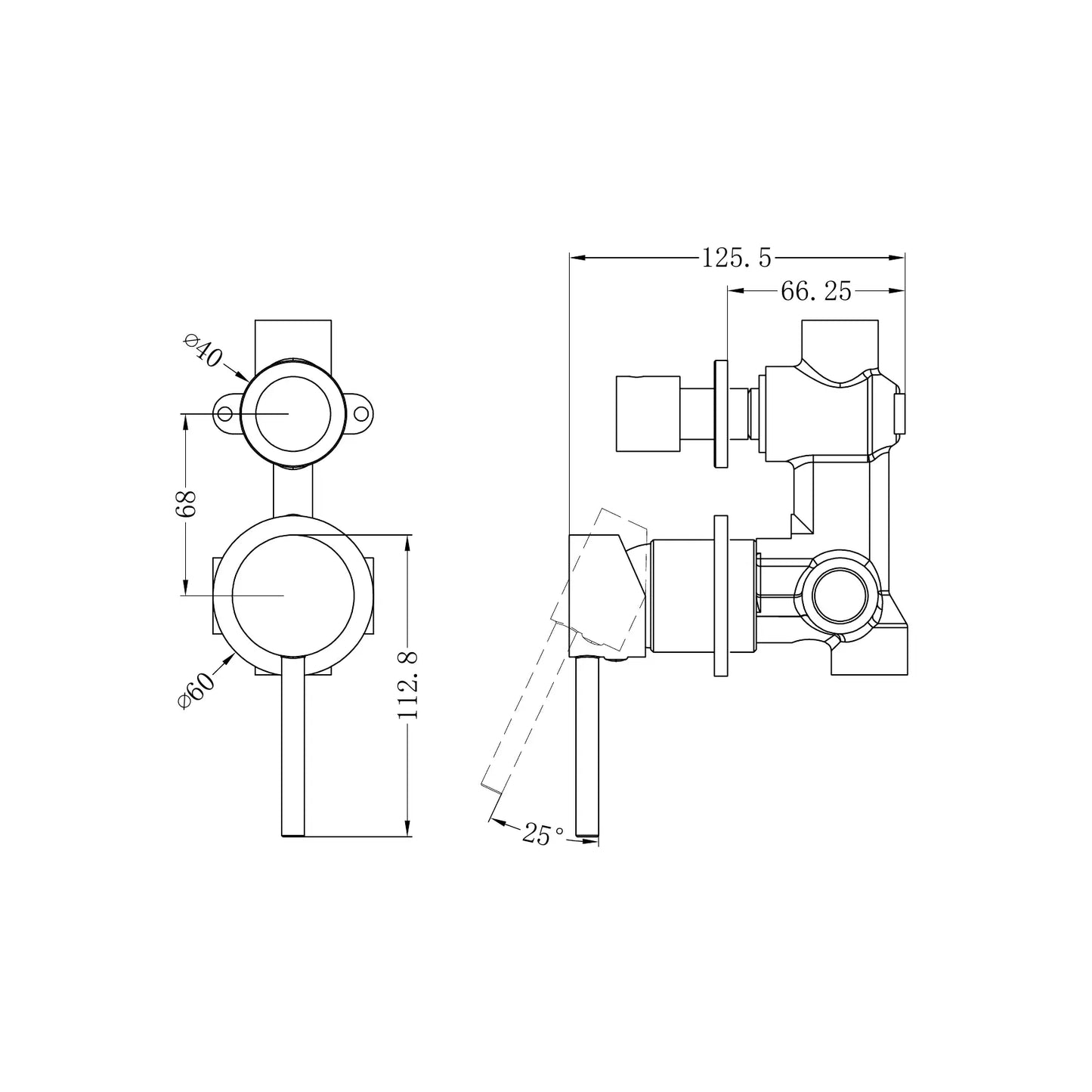 Dolce Shower Mixer With Diverter Separate Plate Chrome