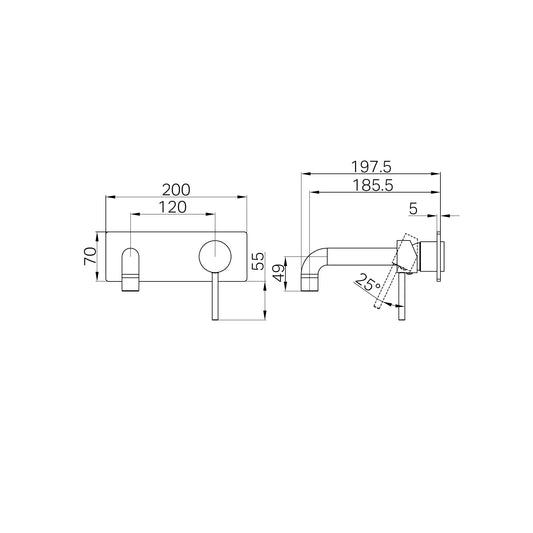 Dolce Wall Basin/Bath Mixer Trim Kits Only Chrome