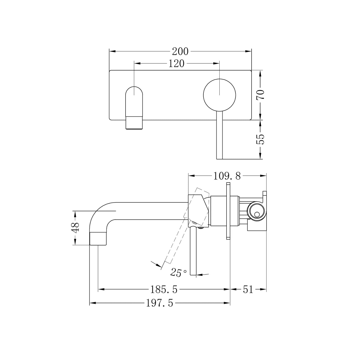 Dolce Wall Basin/Bath Mixer Matte Black